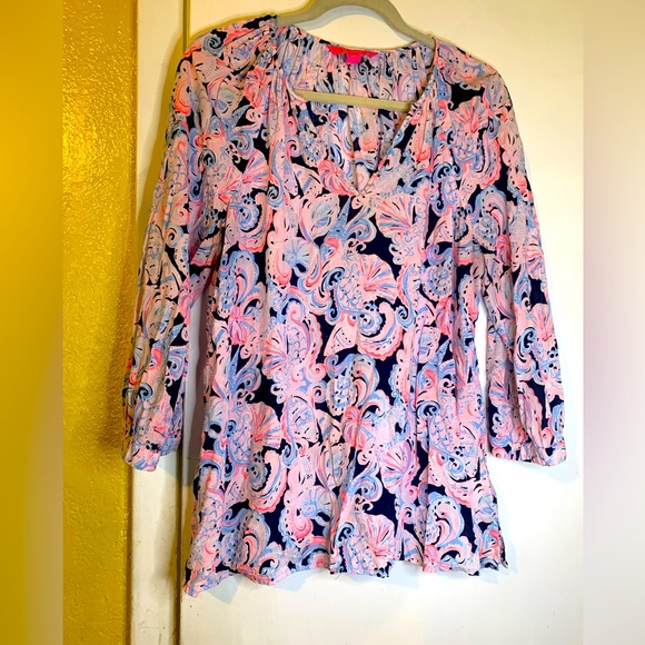 Lillly Pulitzer women half sleeves blouse Sz Large - Picture 1 of 3
